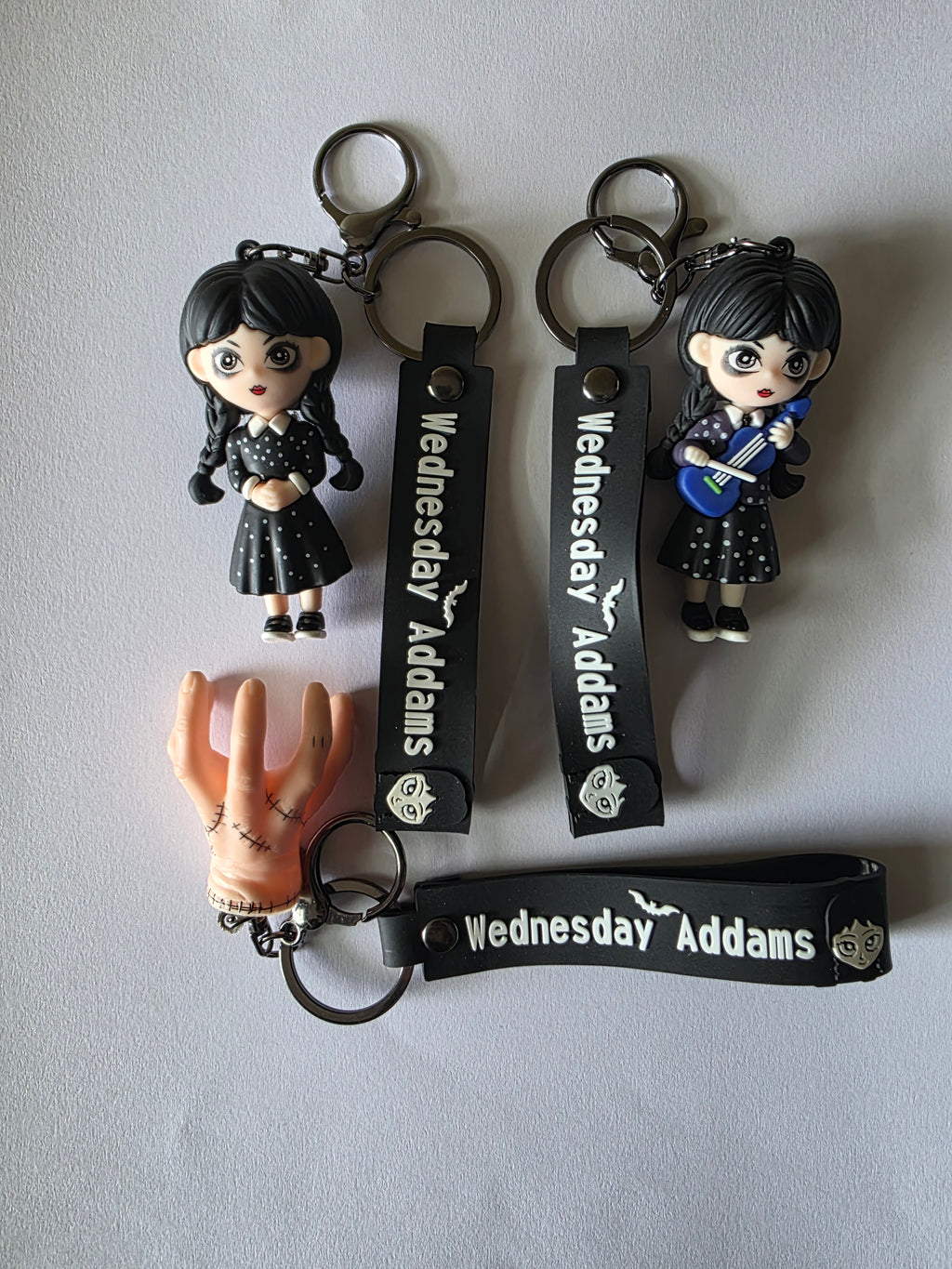 Wednesday Addams 3D Figure Keychains – 3-Pack Claw Machine Prize
